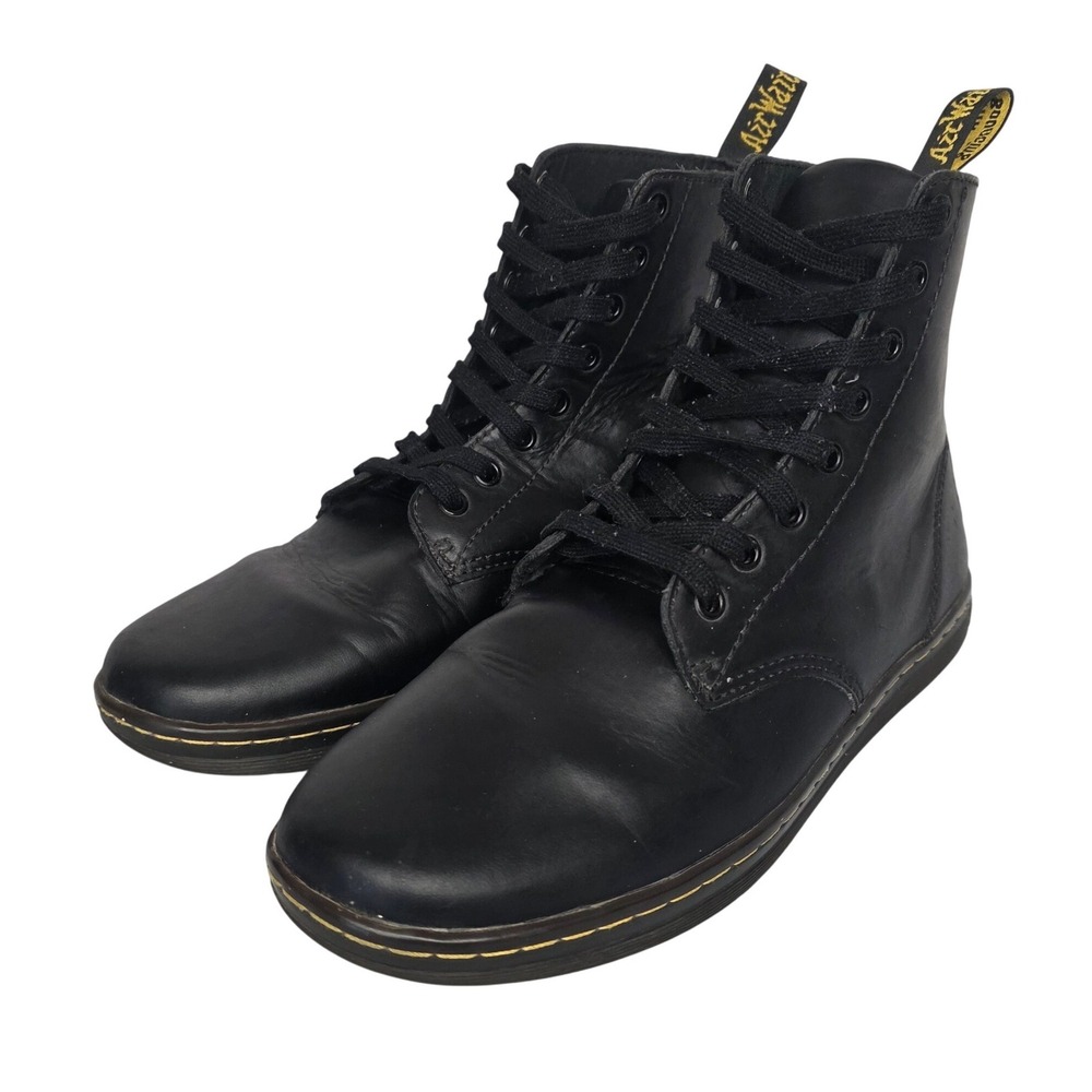 Dr. Martens Tobias Black Leather 8-Eye Casual Boots Mens 10 Womens 11 AW004